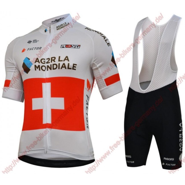 Radsport Team Ag2r La Mondiale 2018 Swiss Champion Radbekleidung Satz Trikot Kurzarm+Trägerhosen Set Radsport Team Ag2r La Mondiale 2018 Swiss Champion Radbekleidung Satz Trikot Kurzarm+Trägerhosen Set