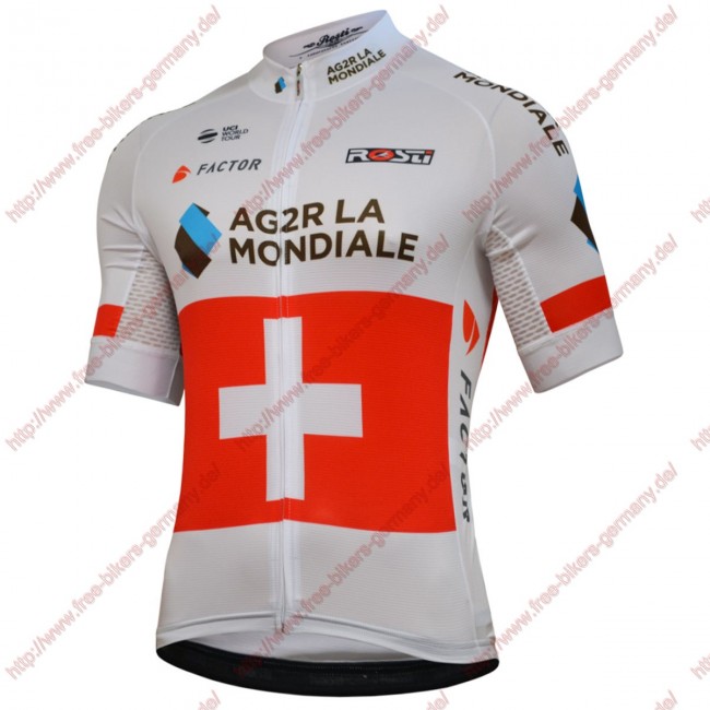 Radsport Team Ag2r La Mondiale 2018 Swiss Champion Trikot Kurzarm Radsport Team Ag2r La Mondiale 2018 Swiss Champion Trikot Kurzarm