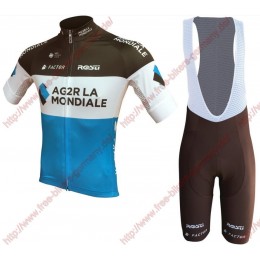 Radsport Ag2r La Mondiale 2018 Team Radbekleidung Satz Trikot Kurzarm+Trägerhosen Set