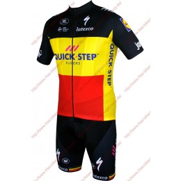 Radsport Quick Step Floors Belgium Champion 2018 Radbekleidung Satz Trikot Kurzarm+Trägerhosen Set Radsport Quick Step Floors Belgium Champion 2018 Radbekleidung Satz Trikot Kurzarm+Trägerhosen Set