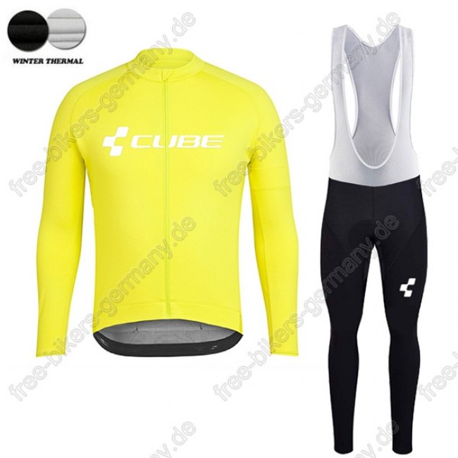 Profiteam 2018 Cube gelb winter thermal fleece Fahrradbekleidung Trikot Langarm+Lang Trägerhose Profiteam 2018 Cube gelb winter thermal fleece Fahrradbekleidung Trikot Langarm+Lang Trägerhose