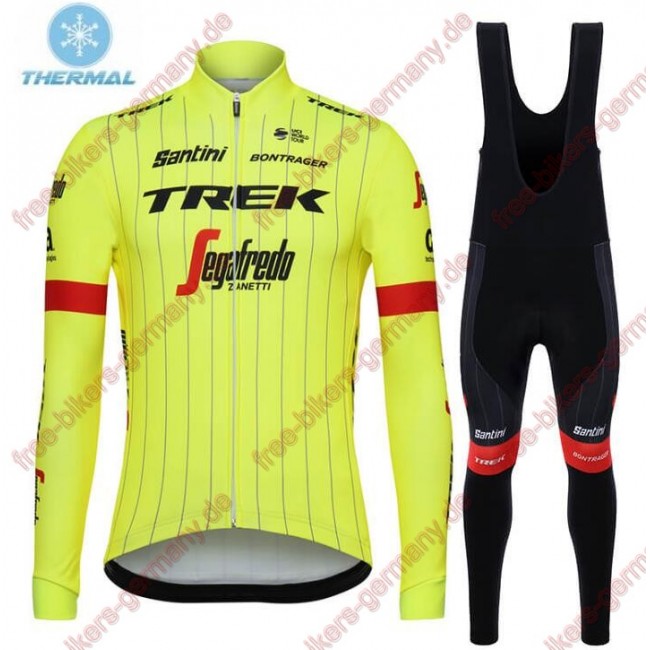 Profiteam 2018 Trek Segafredo thermique fluo gelb Fahrradbekleidung Trikot Langarm+Lang Trägerhose Profiteam 2018 Trek Segafredo thermique fluo gelb Fahrradbekleidung Trikot Langarm+Lang Trägerhose