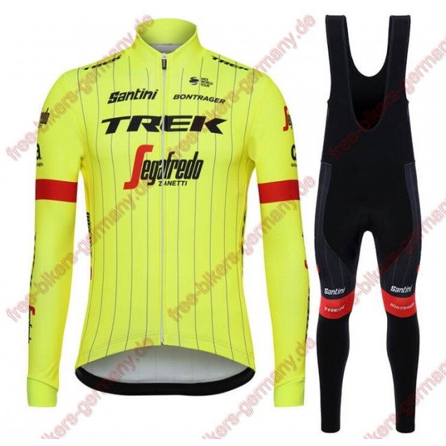 Profiteam 2018 Trek Segafredo fluo gelb Fahrradbekleidung Trikot Langarm+Lang Trägerhose Profiteam 2018 Trek Segafredo fluo gelb Fahrradbekleidung Trikot Langarm+Lang Trägerhose