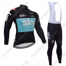 Sky schwarz blau Fahrradbekleidung Trikot Langarm+Lang Trägerhose 2018 Sky schwarz blau Fahrradbekleidung Trikot Langarm+Lang Trägerhose 2018
