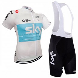 Sky 2018 Radbekleidung Satz Trikot Kurzarm+Trägerhosen Sets Weiß Blau Sky 2018 Radbekleidung Satz Trikot Kurzarm+Trägerhosen Sets Weiß Blau
