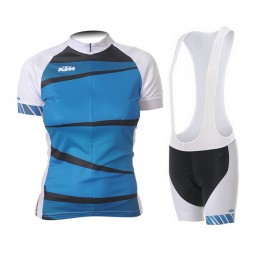 2015 KTM Damen blau Fahrradbekleidung Satz Fahrradtrikot Kurzarm Trikot und Kurz Trägerhose OQKA171