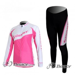 Giant Radbekleidung Satz Fahrradtrikot Langarm und Lang Radhose Rosa Weiß Damen PAWE336 Giant Radbekleidung Satz Fahrradtrikot Langarm und Lang Radhose Rosa Weiß Damen PAWE336
