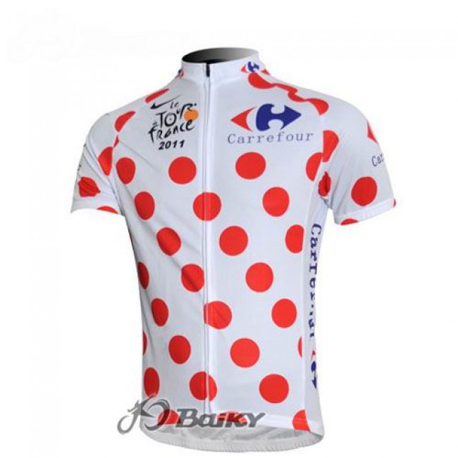 2011 Tour de France Gepunktetes Radtrikot Kurzarm Weiß Rot GJVY969 2011 Tour de France Gepunktetes Radtrikot Kurzarm Weiß Rot GJVY969