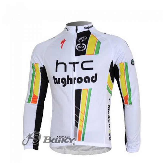 HTC-Highroad Pro Team Fahrradtrikot Langarm Weiß Grün ALNJ749 HTC-Highroad Pro Team Fahrradtrikot Langarm Weiß Grün ALNJ749