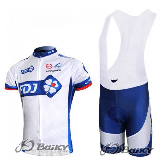 FDJ-BigMat Pro Team Radtrikot Kurzarm Kurz Trägerhose Kits Weiß Blau OJNW404 FDJ-BigMat Pro Team Radtrikot Kurzarm Kurz Trägerhose Kits Weiß Blau OJNW404