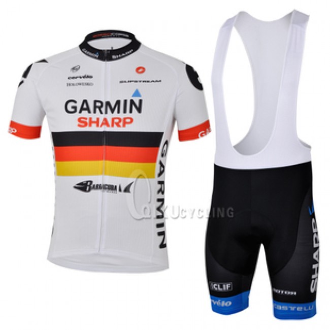 2013 Garmin Sharp Barracuda Deutsche Champion Fahrradbekleidung Satz Fahrradtrikot Kurzarm Trikot und Kurz Trägerhose Weiß Sc 2013 Garmin Sharp Barracuda Deutsche Champion Fahrradbekleidung Satz Fahrradtrikot Kurzarm Trikot und Kurz Trägerhose Weiß Sc