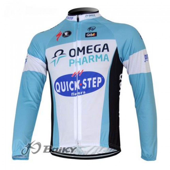 Omega Pharma Quick Step Pro Team Fahrradtrikot Langarm Blau Weiß MYNT739 Omega Pharma Quick Step Pro Team Fahrradtrikot Langarm Blau Weiß MYNT739