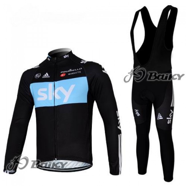 Sky Pinarello Pro Team Fahrradbekleidung Radtrikot Satz Langarm und Lange Trägerhose Schwarz Blau FEZO575 Sky Pinarello Pro Team Fahrradbekleidung Radtrikot Satz Langarm und Lange Trägerhose Schwarz Blau FEZO575