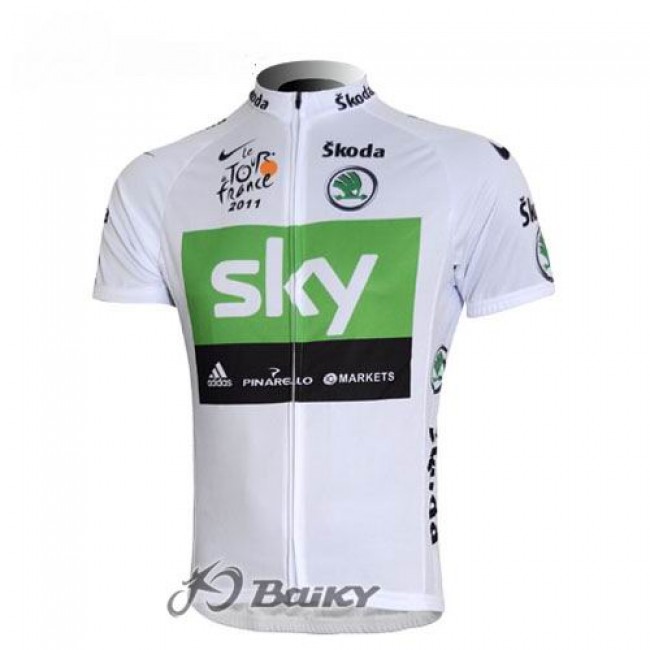SKY Pro Team Radtrikot Kurzarm Weiß Grün IROK673 SKY Pro Team Radtrikot Kurzarm Weiß Grün IROK673
