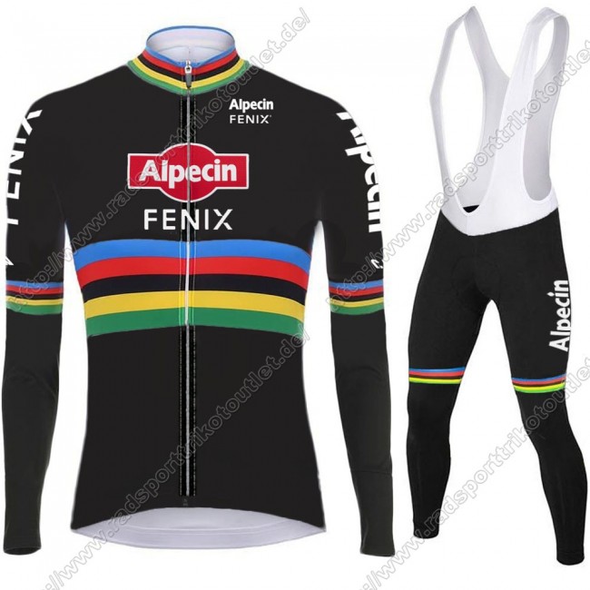 Profiteams 2021 Alpecin Fenix World Champion Schwarz Radsport Fahrradbekleidung Trikot Langarm+Lang Trägerhose AEBOK Profiteams 2021 Alpecin Fenix World Champion Schwarz Radsport Fahrradbekleidung Trikot Langarm+Lang Trägerhose AEBOK