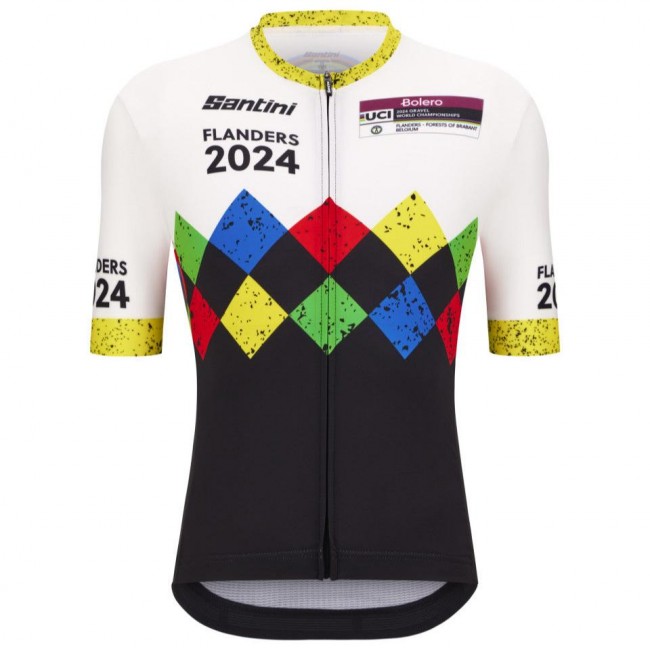 Bekleidung Herren Santini UCI Gravel Weltmeisterschaft trikot Flandern 2024-Schwarz Bekleidung Herren Santini UCI Gravel Weltmeisterschaft trikot Flandern 2024-Schwarz
