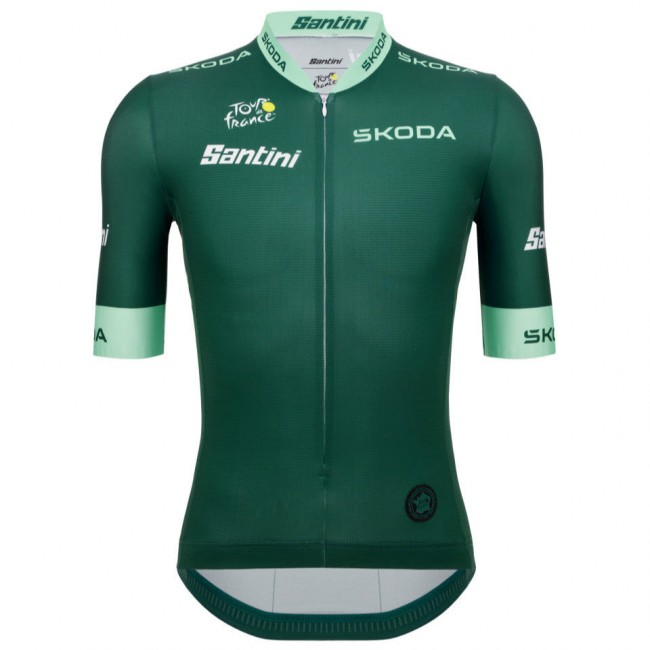 Bekleidung Herren Trikot Santini Grün Tour de France 2025 Offiziell Bekleidung Herren Trikot Santini Grün Tour de France 2025 Offiziell