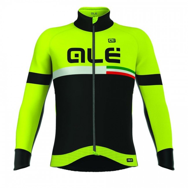 2016 ALE TIRRENO Radtrikot Langarm-Schwarz GELB FLUO CQHP353 2016 ALE TIRRENO Radtrikot Langarm-Schwarz GELB FLUO CQHP353