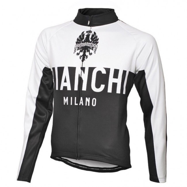 2016 Bianchi Milano Nalon Weiß-Schwarz Radtrikot Langarm MCMJ896 2016 Bianchi Milano Nalon Weiß-Schwarz Radtrikot Langarm MCMJ896