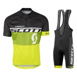 2016 Scott schwarz Grün gelb Fahrradbekleidung Satz Fahrradtrikot Kurzarm Trikot und Kurz Trägerhose RWFF834