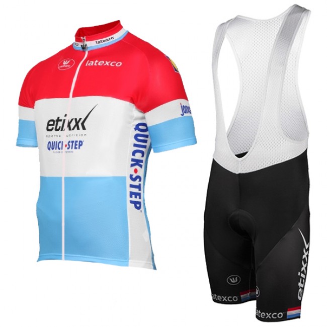 ETIXX-QUICK STEP 2017 Luxembourgian Champion Rot Weiß Blau Fahrradbekleidung Satz Radtrikot Kurzarm+Kurz Träger 387LUZJ ETIXX-QUICK STEP 2017 Luxembourgian Champion Rot Weiß Blau Fahrradbekleidung Satz Radtrikot Kurzarm+Kurz Träger 387LUZJ