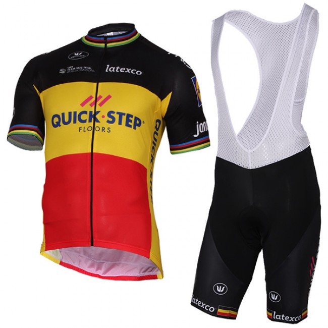 Quick Step Floors 2017 Schwarz Gelb Fahrradbekleidung Satz Radtrikot Kurzarm+Kurz Trägerhose 839BHFE Quick Step Floors 2017 Schwarz Gelb Fahrradbekleidung Satz Radtrikot Kurzarm+Kurz Trägerhose 839BHFE